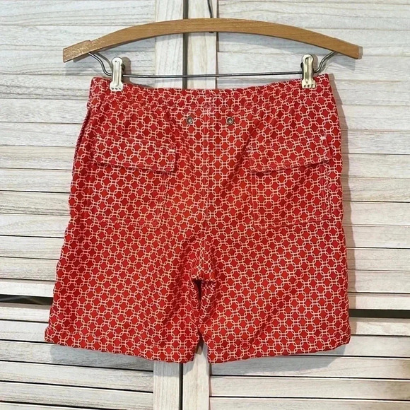 TOOBYDOO NY Youth Boys 9-10 Large Red White Geo Print Swim Trunks Bathing Suit - Picture 6 of 8